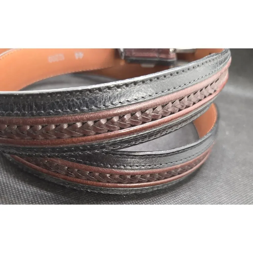 Brighton Onyx Belt 12200 Size 44 Pinon Hills Inlay Black w/ Brown Braided Accent